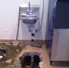 Drain piping repair at a cafe in Los Angeles, CA